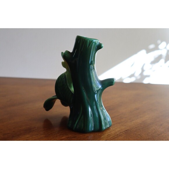BROKEN Treasure Craft Vase Green Pixie Elf Sprite on Tree Vintage 1960s 5.7" - Picture 3 of 14